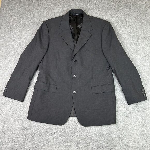 Brooks Stretch Blazer Mens 44R Dark Gray Wool Three-Button‎ Career Suit 1 Piece - Picture 1 of 15